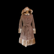 Load image into Gallery viewer, Suede Hooded Embroidered Ombré Fur Trim Penny Lane Coat