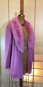 Vintage Coat-- Pink Fox Fur Wool Jacket Coat Saks Fifth Ave Neiman Marcus Spring Light Free Size S/M/L