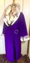 Load image into Gallery viewer, 60s Does 20s Mod Flapper Forstmann Purple Wool and Cross Mink Full Length Swing Coat Free Size S/M/L/XL