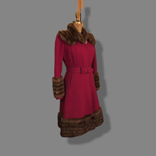 Load image into Gallery viewer, Vintage 40’s Coat Cranberry Red with Fur Trim and Wool