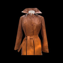 Load image into Gallery viewer, Vintage Leather Cape Coat Butterscotch Trench Spy