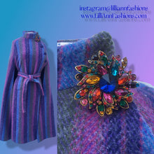 Load image into Gallery viewer, Vintage 60’s 70’s Wool Cape in Purple, Blue, Magenta Long Poncho