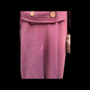 Pink Mauve Fox fur Trim 60s Coat