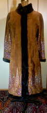 Load image into Gallery viewer, Colorful Embroidered Suede Ethnic Afghan Full Length Coat Leather M/L/XL Boho Hippy Penny Lane Almost Famous Warm Shearling
