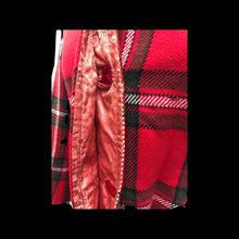 Load image into Gallery viewer, Red Plaid Vintage Wool Pleated Belted Coat