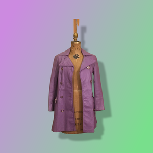 70’s Vintage Purple Lavender Leather Coat Double Breasted Iconic 70’s Collar