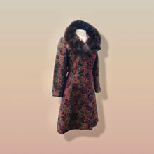 Load image into Gallery viewer, 60’s Vintage Coat Floral Tapestry Carpet Mink Collar Colorful