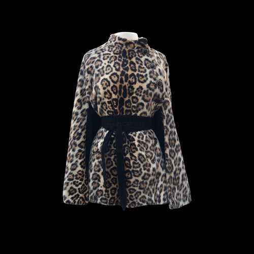 60’s Leopard Cape Poncho Jaguar Print Faux Fur One Size Fits All