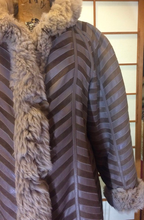 Load image into Gallery viewer, Afghan Reversible Chevron Shearling Lamb Mongolian Lamb Leather Suede Chevron Hippy Penny Lane Hipster Coat M/L/XL