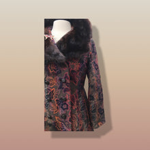 Load image into Gallery viewer, 60’s Vintage Coat Floral Tapestry Carpet Mink Collar Colorful