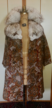 Load image into Gallery viewer, 60s Mod Tapestry Carpet Coat Swing Coat Double Breasted Large Norwegian Fox Fur M//L/XL