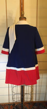 Load image into Gallery viewer, Vintage Women Lilli Ann Red White Blue 60s Mod Coat Wool Knit Attached Scarf Flexible Size
