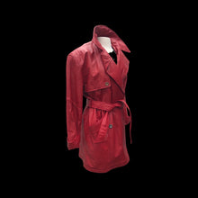 Load image into Gallery viewer, Lipstick Red Leather Trench Spy Coat