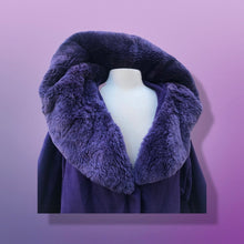 Load image into Gallery viewer, “For Mike” Vintage Purple Elegant Swing Coat with Massive Sheared Beaver Dyed Collar Glamour