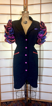 Load image into Gallery viewer, Rainbow 80's Vintage Ruffle Tuxedo Puff Sleeve Dress Size S/ Mariachi Mexican Total 80's Glam Material Girl Debbie Gibson Punky Brewster!