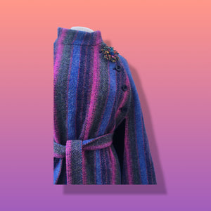 60’s 70’s Purple Blue Pink Magenta Cape Poncho 100% Wool Made in Ireland