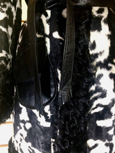 Load image into Gallery viewer, 60s Lilli Ann Coat Curly Black Mongolian Lamb and Leather Coat Spring Black and White Made in Paris Coat S/M/L 60s 70s Cruella de Ville