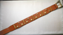 Load image into Gallery viewer, 80s Brown Studded ESCADA BELT Gorgeous Tan Color Golden Studded VTG 80s W Germany_Fits 26 - 27.5&quot;