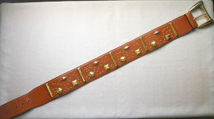 80s Brown Studded ESCADA BELT Gorgeous Tan Color Golden Studded VTG 80s W Germany_Fits 26 - 27.5"