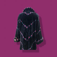 Load image into Gallery viewer, Fur Sheared Beaver Full Length Black Pink Intarsia Carved Zuki Style Coat