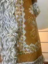 Load image into Gallery viewer, 70s Afghan Suede Curly Lamb long Genuine Made in Turkey Pastel Floral Penny Lane Hippy Almost Famous 100% Sheepskin XS S Princess Boho