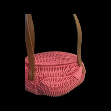 Load image into Gallery viewer, Flamingo Deadstock Wicker Coral Pink Weaved Bag with Leather Strap Basket Purse Picnic Basket