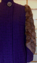 Load image into Gallery viewer, RARE Vintage 30S Vintage Coat--PURPLE Puff-Sleeve Old Glamour Film Noir 1930'S 1940's Classic Fur Coat and Purple Wool Boucle Coat Size M/L