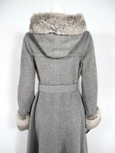 Load image into Gallery viewer, Hooded Princess Wool Pinup Vintage Fur Trimmed Coat S Fit Flare