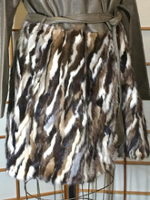 Load image into Gallery viewer, 70s Leather Fur Mink Cocoa Swirl Patchwork Vintage Coat With Fur Skirt S/M/L