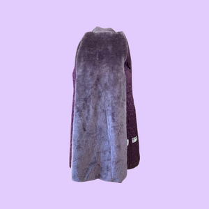 1970’s 1980’s Purple Vintage Trench Coat with Removable Faux Fur Lining Belted Fit and Flare