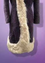 Load image into Gallery viewer, 70’s Vintage Deep Purple Suede and Shearling Boho Princess Penny Lane Coat