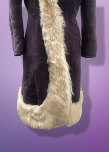 70’s Vintage Deep Purple Suede and Shearling Boho Princess Penny Lane Coat