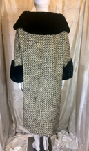 Load image into Gallery viewer, Forstmann 50s Swing Coat with Checkered Scalloped Sheared Fur Cuffs and Massive Collar M/L/XL