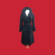 Load image into Gallery viewer, Neiman Marcus Wool Black Fitted Flare Coat Hardware