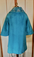 Load image into Gallery viewer, Lilli Ann Swing Mohair Blue Aqua Turquoise Hand Beaded Jeweled Embroidered Wool Luxury S/M/L Pinup 50s 60s Mad Men Mod