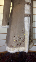Load image into Gallery viewer, Embroidered Suede Shearling Coat Afghan Sheepskin Leather Camel Coat Penny Lane Almost Famous Coat M/L