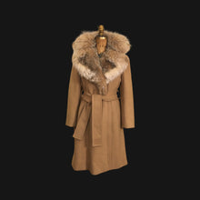 Load image into Gallery viewer, 70’s Vintage Calvin Klein Camel Wool Cashmere Blend Coyote Fox Ombré Minimal Career Night Out Versatile Wrap Coat Princess