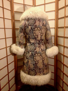 Sheep Shearling Carpet Tapestry Coat Penny Lane Genuine Shearling 60's 70's Coat Almost Famous Afghan Hippy Russian Princess Embroidered