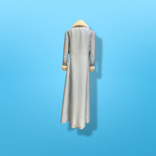 Load image into Gallery viewer, 60’s “Jackie Kennedy Style” Full length Opera Gown Coat in Light Blue Hand Beaded Crystal and Ermine Mink Trim