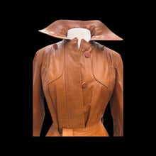 Load image into Gallery viewer, Vintage Leather Cape Coat Butterscotch Trench Spy