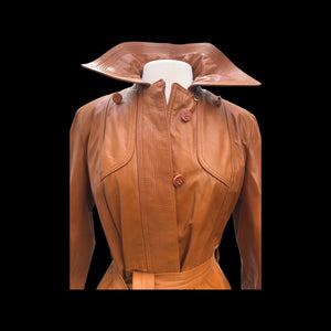 Vintage Leather Cape Coat Butterscotch Trench Spy