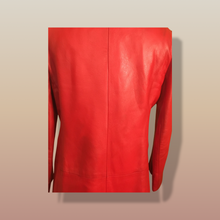 Load image into Gallery viewer, Vintage 70’s 80’s Embroidered Red Leather Coat Black Fox Fur Trim