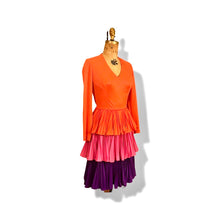 Load image into Gallery viewer, 70’s Three Tier Rainbow Pleated Dress Couture Made in Italy