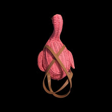Load image into Gallery viewer, Flamingo Deadstock Wicker Coral Pink Weaved Bag with Leather Strap Basket Purse Picnic Basket