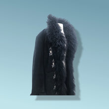 Load image into Gallery viewer, Embroidered Suede Curly Lamb oversized Long Penny Lane Coat