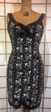 Load image into Gallery viewer, Gold Beaded Dress--Art Deco Vintage Exquisite Hand Beaded Gold and Black Pearl Floral Dress XS/S