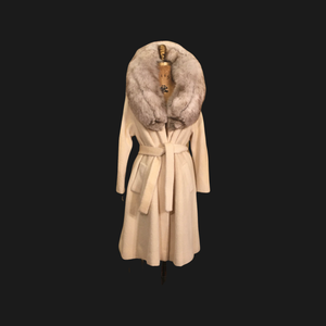 Vintage 60’s Coat Lilli Ann Cream White Massive Fox Fur Collar Wear Two Ways Swing Fit And Flare One Size Fits All Throw and Go