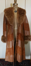 Load image into Gallery viewer, 70s Buttery Soft Kid Leather Brown Suede Chevron Shearling S/M Penny Lane Duster