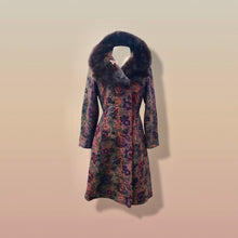 Load image into Gallery viewer, 60’s Vintage Coat Floral Tapestry Carpet Mink Collar Colorful