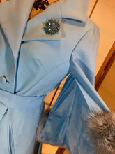 Load image into Gallery viewer, Vintage Coat Jacket- Lilli Ann 60s Baby Blue Mod Cape Fox Fur Bell Sleeve Angel Sleeve Light Spring Princess Mad Men S/M